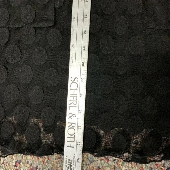 Enfocus Studio Black Sheer Circle Pattern Short Sleeve Mini Shift Dress Size 8 - Picture 14 of 14